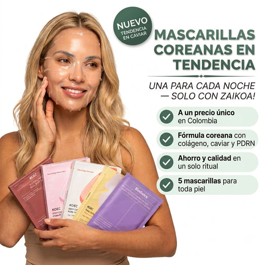 Mascarillas de Hidrogel Coreano — El Ritual de 5 Noches con Colágeno, Caviar y PDRN